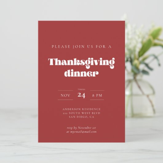 Retro script Thanksgiving diner Kaart (Staand voorkant)