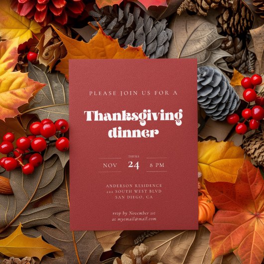Retro script Thanksgiving diner Kaart