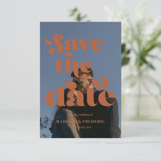 Retro Script Trouw QR Code Save The Date (Staand voorkant)