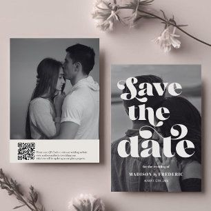Retro Script Trouw QR Code Zwart en Wit Save The Date
