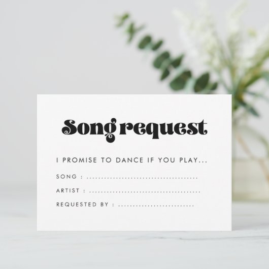 Retro Script Trouwlied verzoek Informatiekaartje (Staand voorkant)
