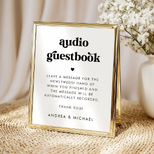 Retro Script Typografie Audio Gastboek Huwelijk Poster