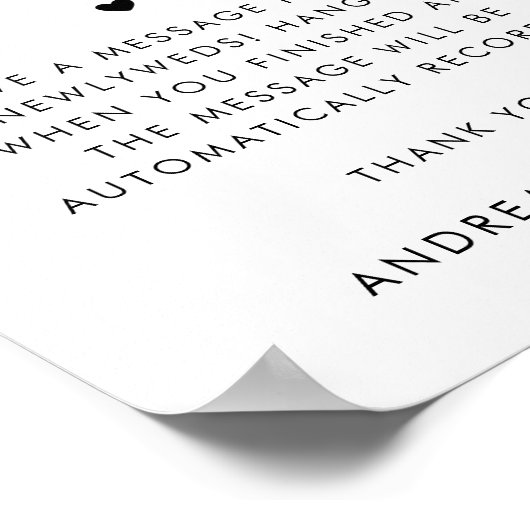 Retro Script Typografie Audio Gastboek Huwelijk Poster (Hoek)