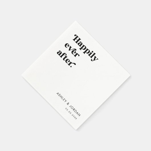 Retro Script Typografie Gelukkig Ooit Na Feest Servet (Hoek)