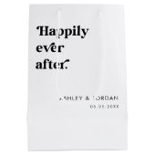 Retro script typografie Happily Ever After Trouwen Medium Cadeauzakje (Achterkant)