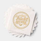 Retro Script Typografie Label Happy Thanksgiving Folie Servetten (Insitu (Gestapeld))