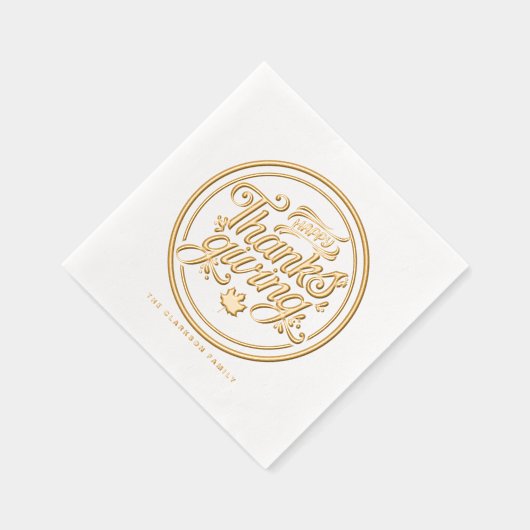 Retro Script Typografie Label Happy Thanksgiving Folie Servetten (Rechts)