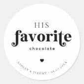 Retro Script Typografie Zijn Favoriete Trouwgunst Ronde Sticker (Voorkant)