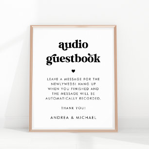 Retro Script Typography Audio Guestbook Wedding Poster