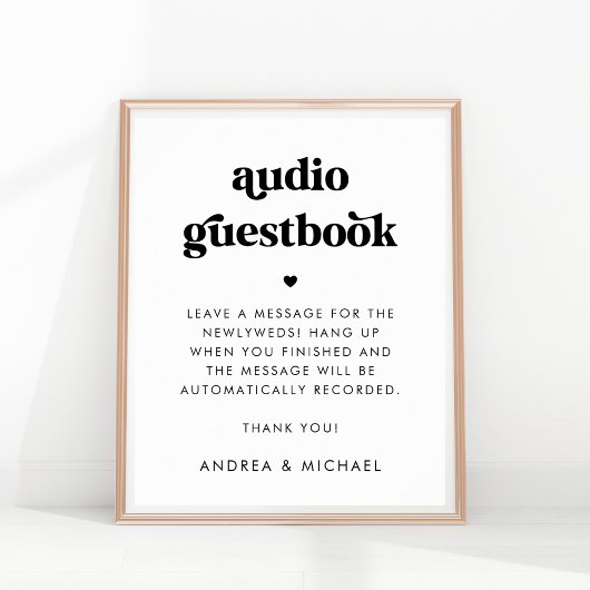 Retro Script Typography Audio Guestbook Wedding Poster