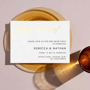 Retro Script Typography Weddenschap After Party Re Folie Uitnodiging