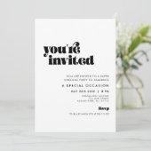 Retro Script U bent uitgenodigd Kaart (Staand voorkant)