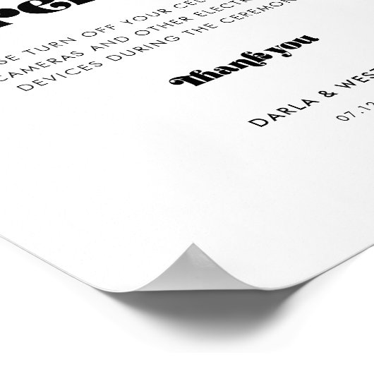 retro script Unplugged bruiloft ceremonie Poster (Hoek)