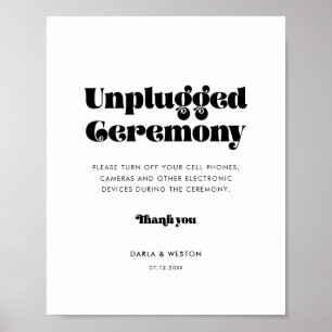  retro script Unplugged bruiloft ceremonie Poster