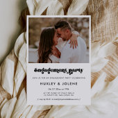 retro script verlovingsfeestfoto kaart