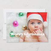  Retro Script Vrolijke Kerstfoto Feestdagenkaart (Voorkant)