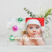  Retro Script Vrolijke Kerstfoto Feestdagenkaart (Staand voorkant)