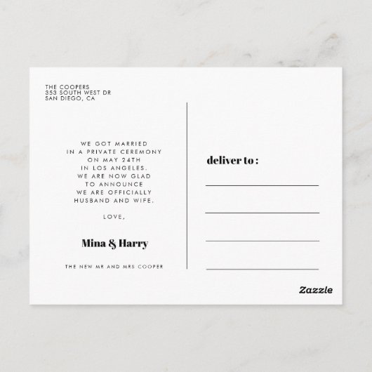  retro script We hielden foto Briefkaart (Achterkant)