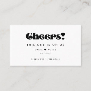  Retro Script Wedding Drink Ticket