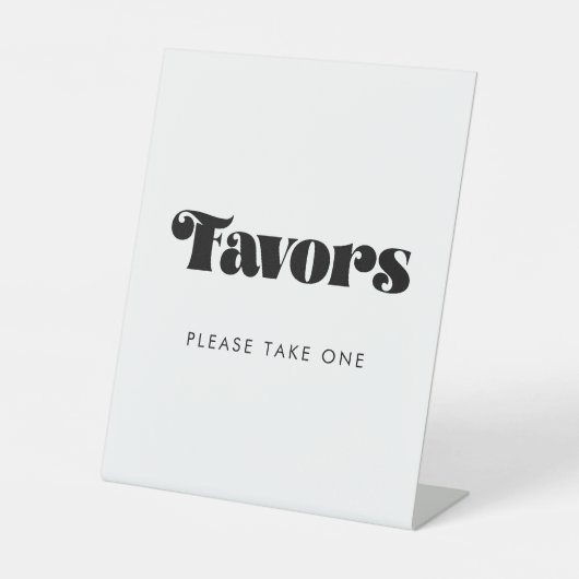 Retro Script Wedding Favors Reclamebord Met Voetstuk (Voorkant)