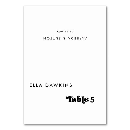 Retro Script Wedding Guest Place Card Kaart (Voorkant)