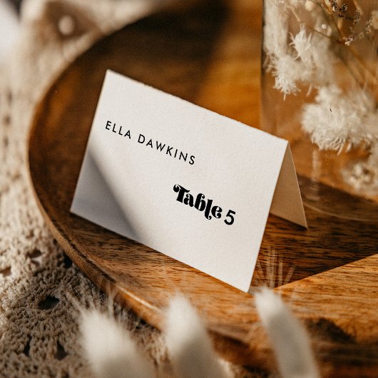Retro Script Wedding Guest Place Card Kaart