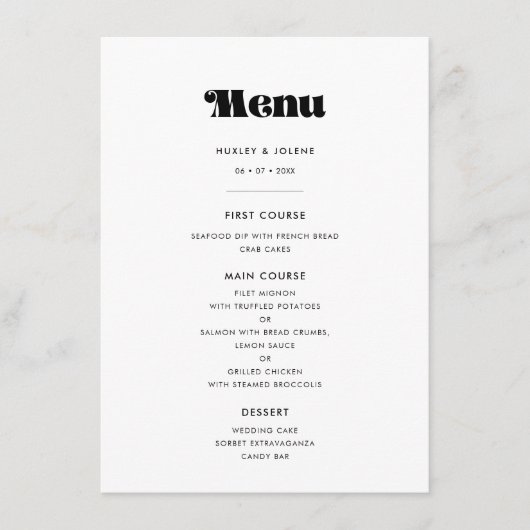 Retro Script Wedding Menu (Voorkant)