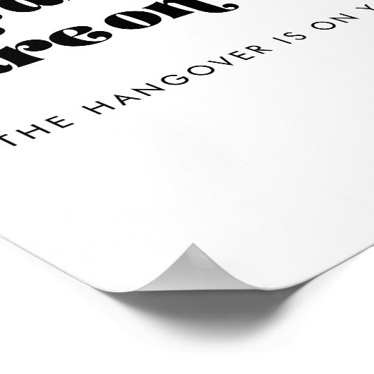  Retro Script Wedding Open Bar teken Poster (Hoek)