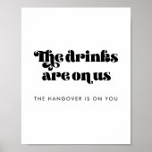 Retro Script Wedding Open Bar teken Poster (Voorkant)