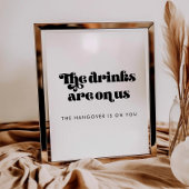  Retro Script Wedding Open Bar teken Poster