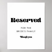 Retro Script Wedding Reserved Sign Poster (Voorkant)