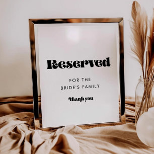 Retro Script Wedding Reserved Sign Poster