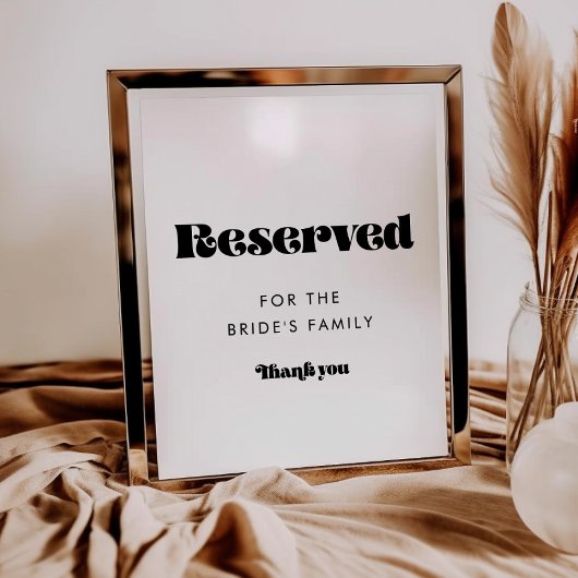Retro Script Wedding Reserved Sign Poster