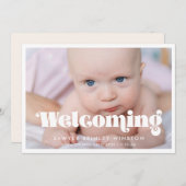 retro script Welcoming baby foto Aankondiging (Voorkant / Achterkant)