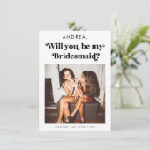 Retro Script Wil Je Mijn Bruidsmeisje Zijn Voorste Kaart (Staand voorkant)