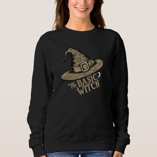 Retro Script Witchy Pet Halloween Vrouwen Kostuum Trui (Voorkant)