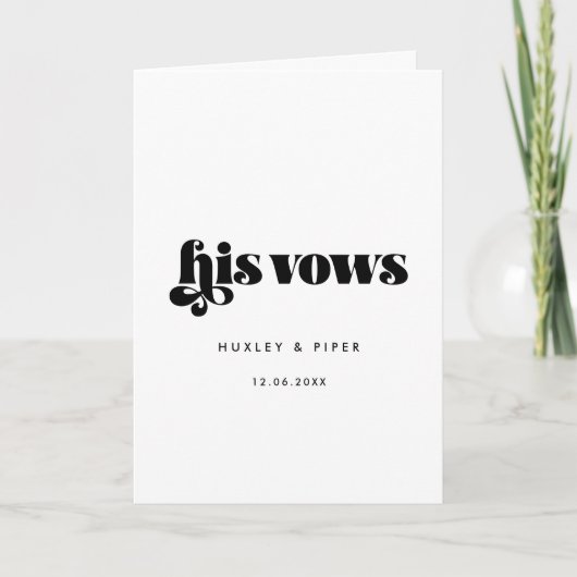  Retro Script Zijn huwelijksgeloften Kaart (Voorkant)