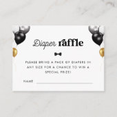 Retro Script Zwart Wit Luier Raffle Baby shower Informatiekaartje (Voorkant)