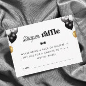 Retro Script Zwart Wit Luier Raffle Baby shower Informatiekaartje