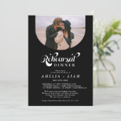 Retro scriptfoto wit zwart repetitief diner kaart (Staand voorkant)