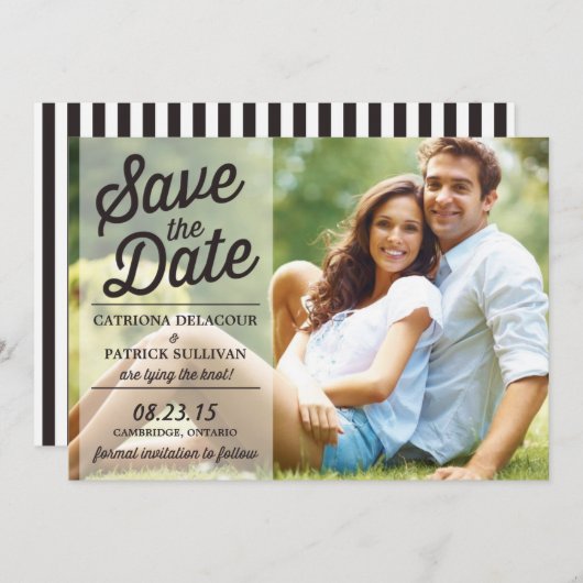 Retro-scriptoverlay | De datumbekendmaking opslaan Kaart (Voorkant / Achterkant)