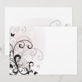 Retro scrolls Uitnodiging (Voorkant / Achterkant)