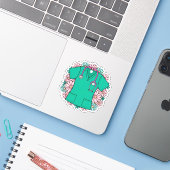 Retro Scrub Tope met Bloemen Sticker (Laptop met iPhone)