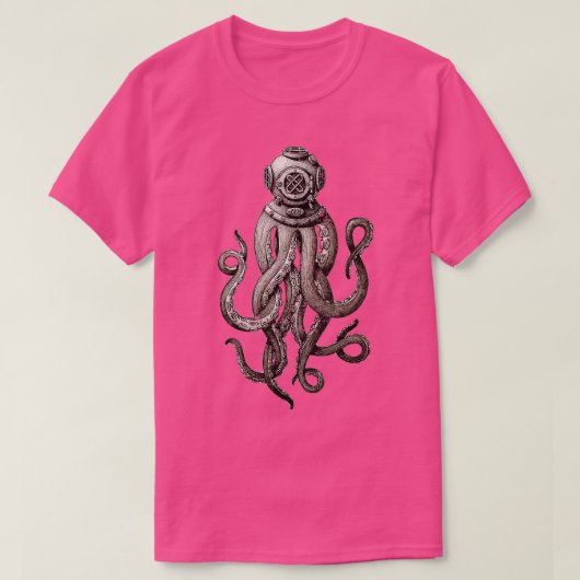 Retro SCUBA Diver Weird Octopus Design Octopus Hel T-shirt (Design voorkant)
