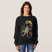 Retro Scuba Diver Weird Octopus Design Octopus Hel Trui (Voorkant volledig)