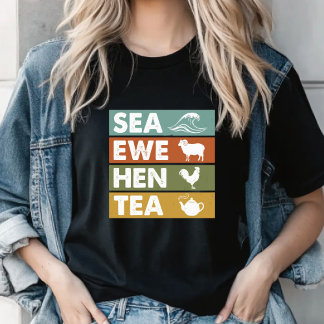 Retro Sea Ewe Hen Tea Funny Joke Men Women T-shirt