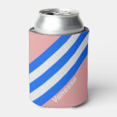 Retro Sea Kiss Stripes with Name Blikjeskoeler (Blikje Voorkant)