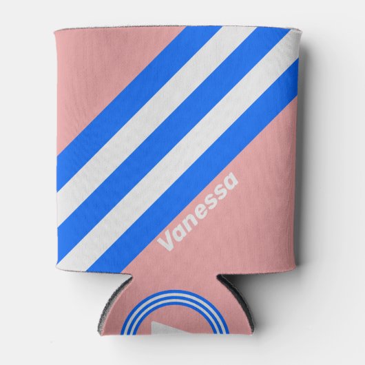 Retro Sea Kiss Stripes with Name Blikjeskoeler (Voorkant)