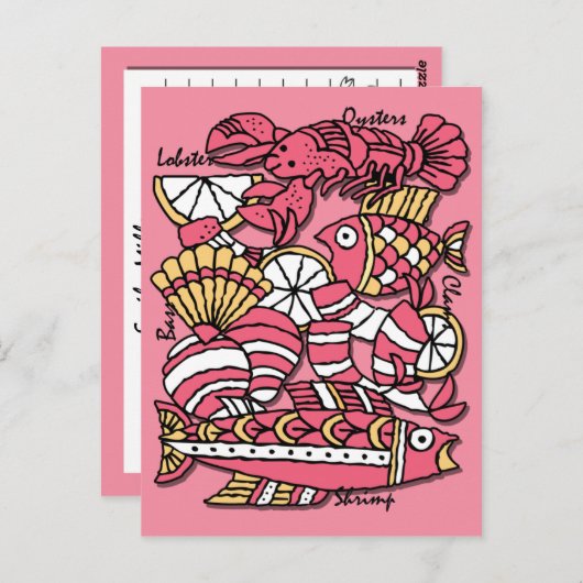 Retro Seafood Recipcard Briefkaart (Voorkant / Achterkant)