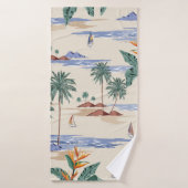 Retro seamless tropical island pattern on light be badhanddoek (Badhanddoek)